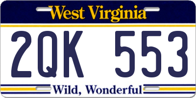 WV license plate 2QK553