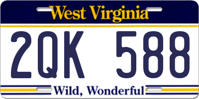 WV license plate 2QK588