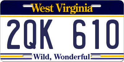 WV license plate 2QK610