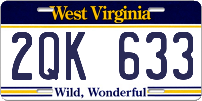WV license plate 2QK633