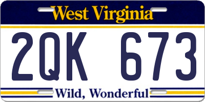 WV license plate 2QK673