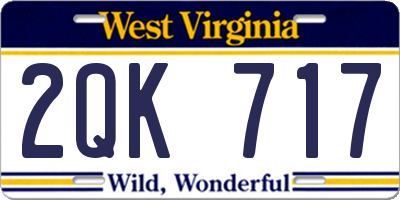 WV license plate 2QK717