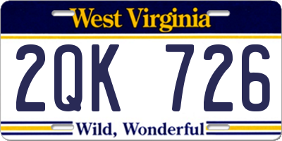 WV license plate 2QK726