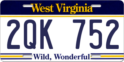 WV license plate 2QK752