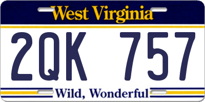 WV license plate 2QK757