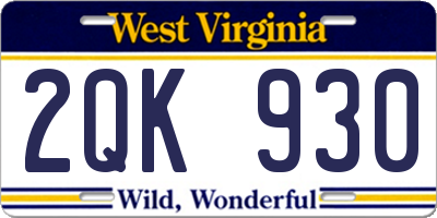 WV license plate 2QK930
