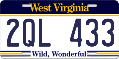 WV license plate 2QL433