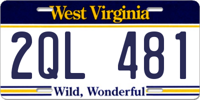 WV license plate 2QL481