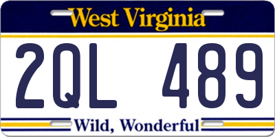WV license plate 2QL489