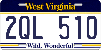 WV license plate 2QL510