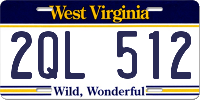 WV license plate 2QL512