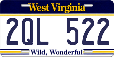 WV license plate 2QL522