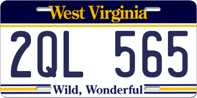 WV license plate 2QL565