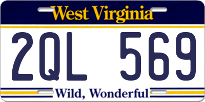 WV license plate 2QL569