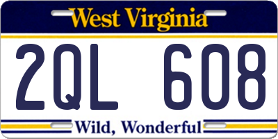 WV license plate 2QL608