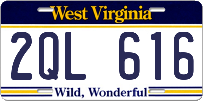 WV license plate 2QL616