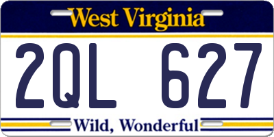 WV license plate 2QL627