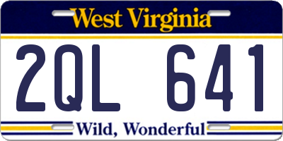 WV license plate 2QL641