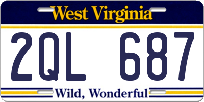 WV license plate 2QL687