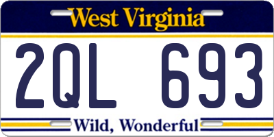 WV license plate 2QL693
