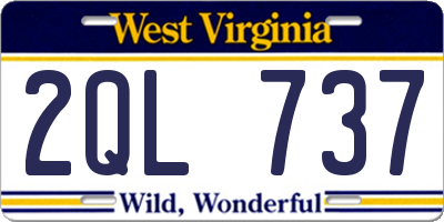 WV license plate 2QL737