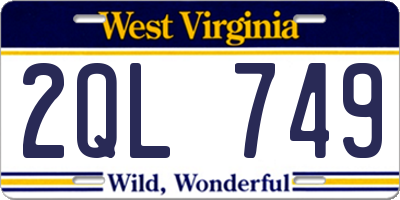 WV license plate 2QL749