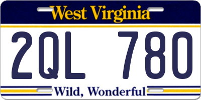 WV license plate 2QL780