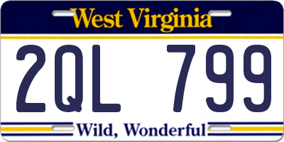 WV license plate 2QL799