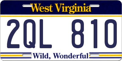 WV license plate 2QL810