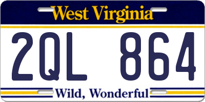WV license plate 2QL864