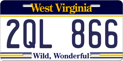 WV license plate 2QL866