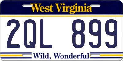 WV license plate 2QL899