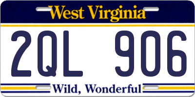 WV license plate 2QL906