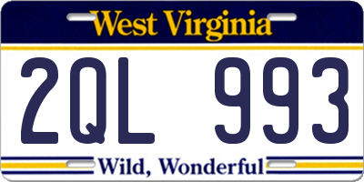 WV license plate 2QL993