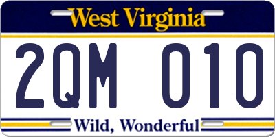 WV license plate 2QM010