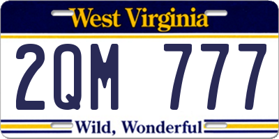 WV license plate 2QM777