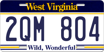 WV license plate 2QM804