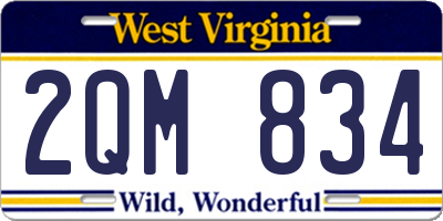 WV license plate 2QM834