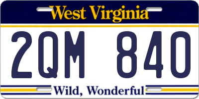 WV license plate 2QM840