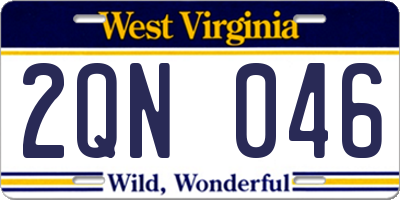WV license plate 2QN046