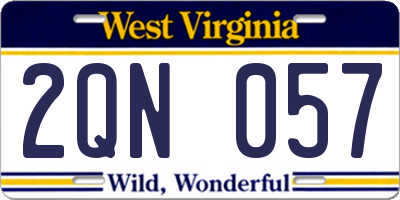 WV license plate 2QN057