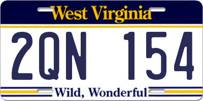 WV license plate 2QN154