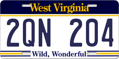 WV license plate 2QN204
