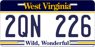 WV license plate 2QN226