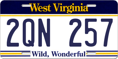 WV license plate 2QN257