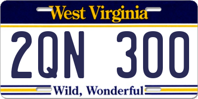 WV license plate 2QN300