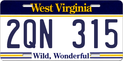 WV license plate 2QN315