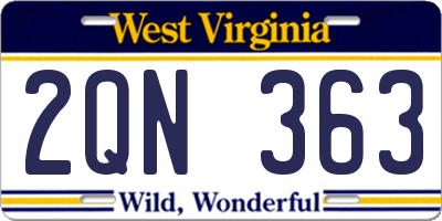 WV license plate 2QN363