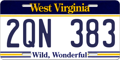 WV license plate 2QN383