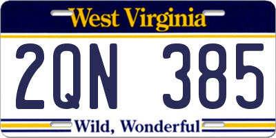 WV license plate 2QN385